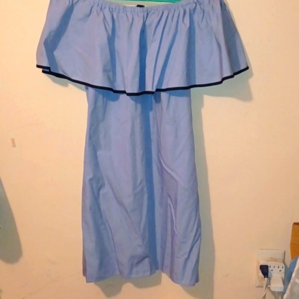 J crew off the shoulder light blue dress